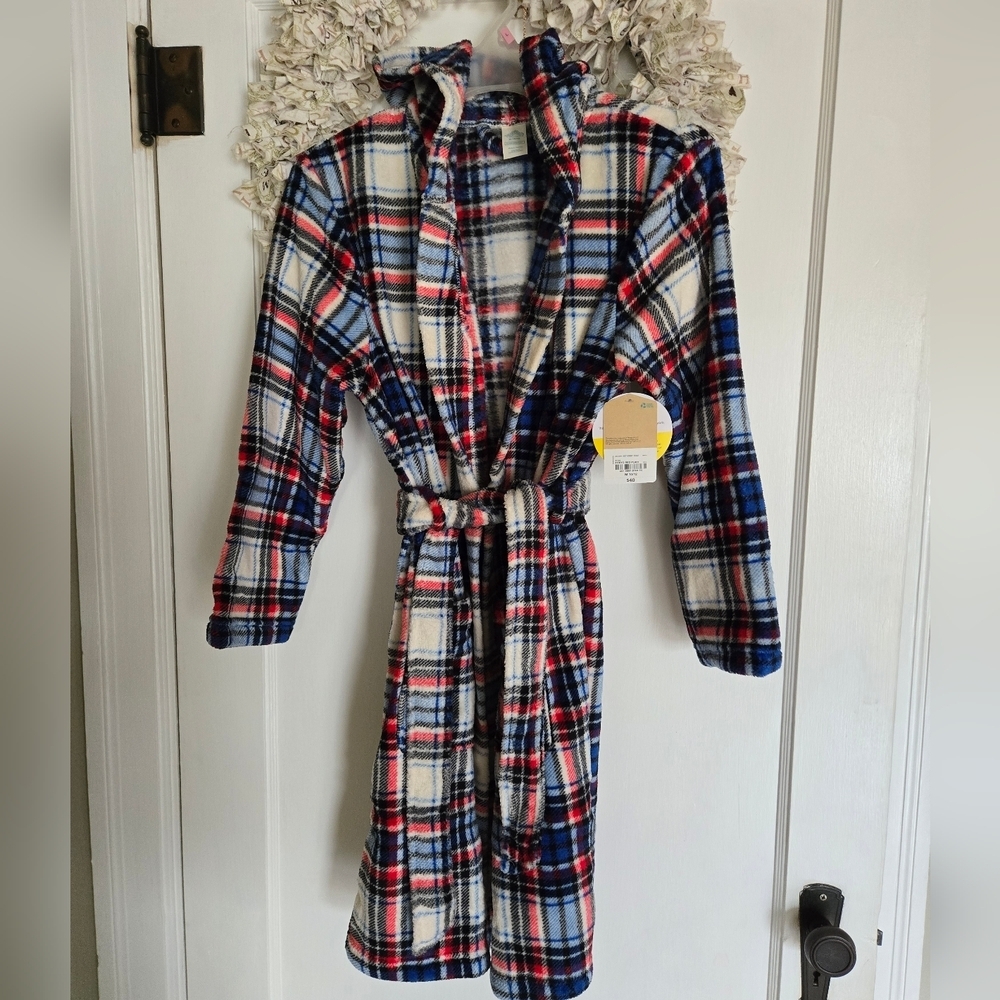 There Abouts Tokyo Red Plaid Robe Sz M 10/12